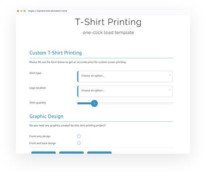 Frontend Style #1 - T-Shirt Printing Company