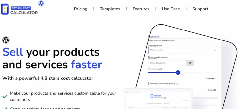 Stylish Cost Calculator- The Best Payment Form Plugin