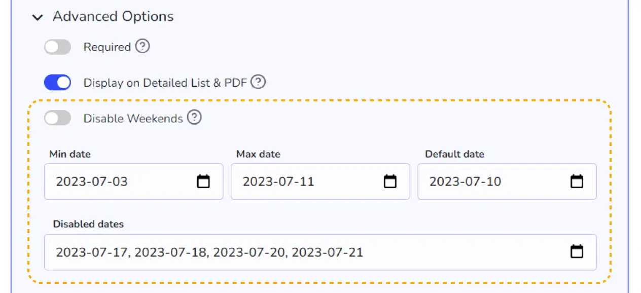 How to disable specific dates