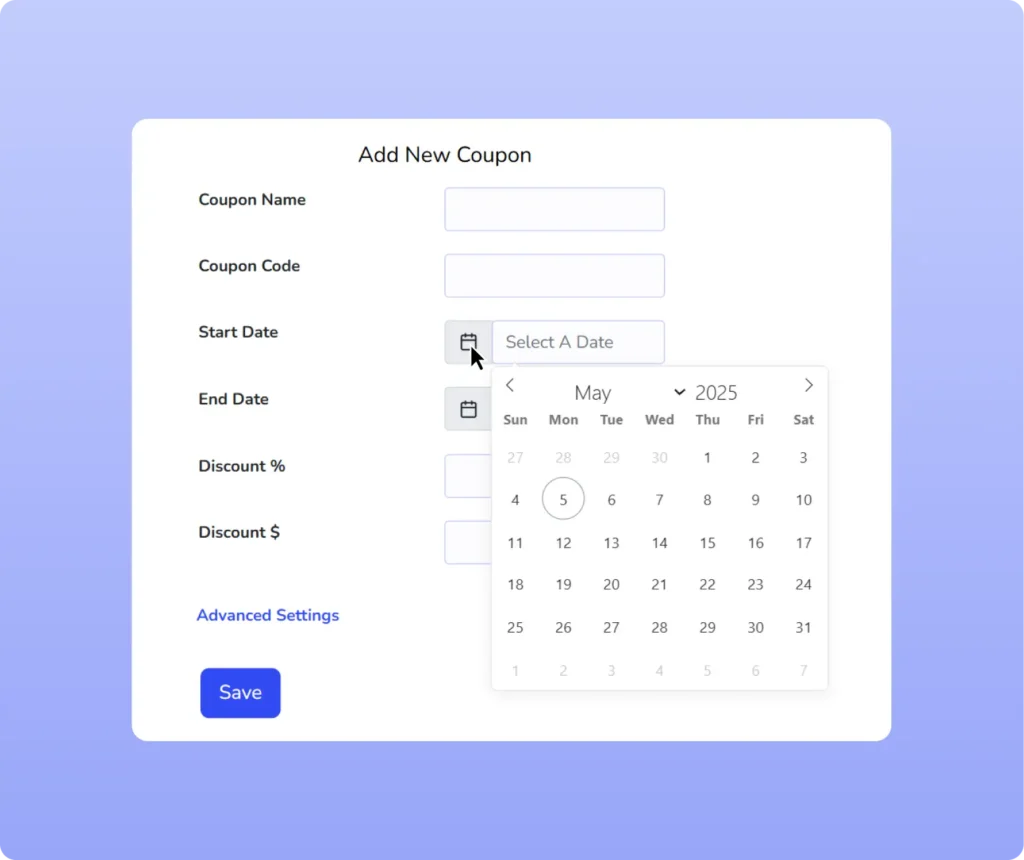 Coupon Editor Datepicker Fix