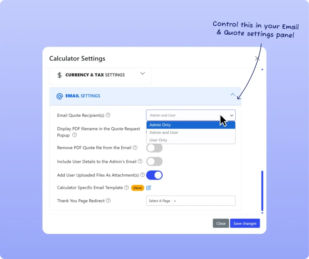 Option to Disable PDF Attachments in Email Quotes