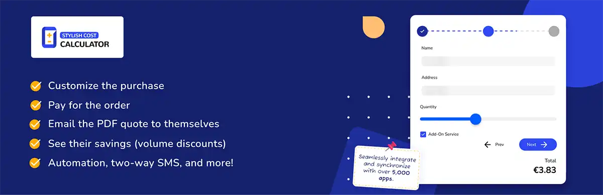 Stylish Cost Calculator: for service quotes and lead capture