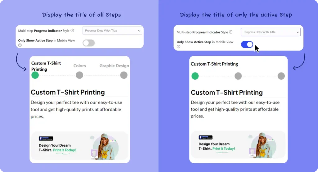 Only Show Active Step for Mobile Multi Step Forms