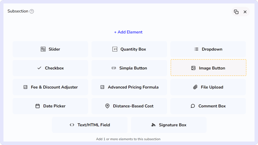 Image Buttons - Stylish Cost Calculator
